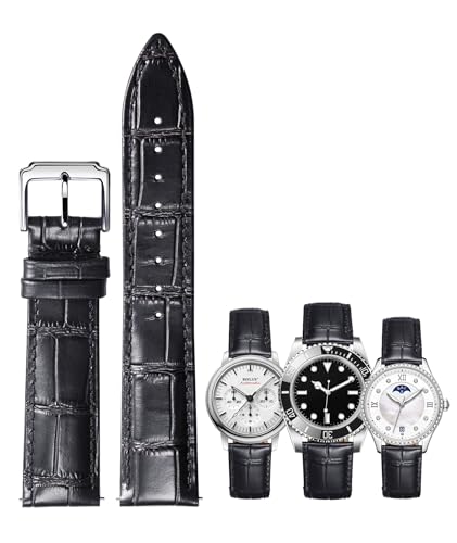 BINLUN Leather Watch Strap Quick Release Replacement Crocodile Leather Watch Bands for Men Women (Black, 10mm) — image 1