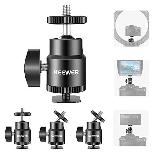 Neewer 1/4” Camera Hot Shoe Mount with Additional 1/4” Screw 4-Pack, Mini Ball Head Hot Shoe Mount Adapter for Cameras, Camcorders, Smart Phone, Video Light, Microphone, Ring Light - ST36