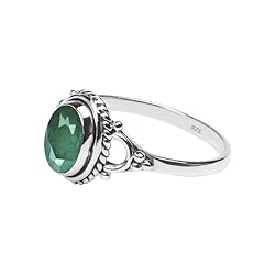 Emerald Stone Ring, 925 Sterling Silver Ring