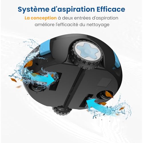 Robot Piscine, Robot Piscine sans Fil Y10 | Aspirateur Automatique et Puissant, 120 Minutes d'Autonomie & Auto-Stationnement, Conçu pour Bassins Enterrés et Piscines à Fond Plat jusqu'à 100 m²(Noir)