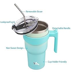 Konokyo 40 oz Tumbler with Handle and 2 Straw 2
