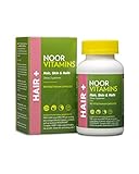 NoorVitamins HAIR, SKIN & NAILS Vitamin Supplement with BIOTIN ZINC Vitamin C B & NOORHAIR(TM) Complex - 90 Count - Halal Vitamins