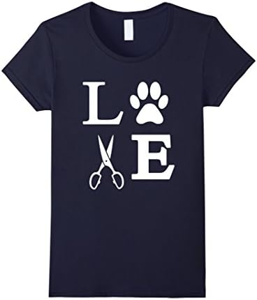 Womens Love Dogs Dog Groomer Paw Print Grooming Cute T-Shirt Small Navy