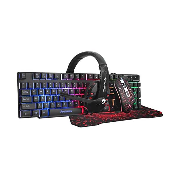 Marvo-Scorpion-CM375-4-in-1-Gaming-Starter-Kit Marvo CM375 4 in 1 Gaming Peripheral Set - 7 Colour Backlit Keyboard, 3200dpi Optical RGB Mouse, S Size 287mm x 244mm…