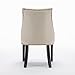 LSSBOUGHT Set of 2 Fabric Dining Chairs Leisure Padded Chairs with Black Solid Wooden Legs,Beige