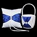 Tinksky Wedding Guest Book + Pen + Pen Stand + Ring Pillow + Flower Basket Set (White + Royal Blue)