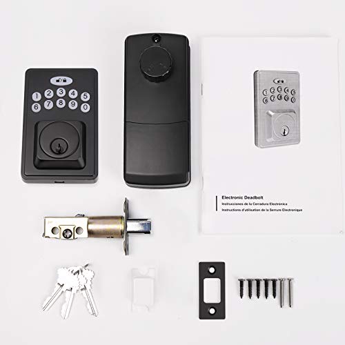 Probrico Keypad Deadbolt Lock Black, Electronic Deadbolt with 100 Codes