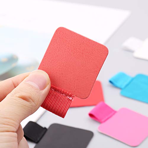 JUNESUN 3pcs Square Self-Adhesive Leather Pen Clip Pencil Elastic Loop for Notebooks Journals Clipboards Pens Holder - Thumbnail 7