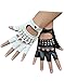 Minibee Women's Fingerless Rivets Cycling Rock Punk Street Gloves A Pair White
