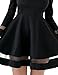 Grapent Women's Black Cocktail Long Sleeve Mesh A-line Skater Short Dress Casual