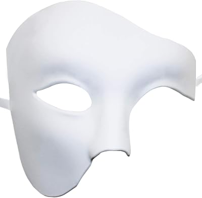 Lilwemen Mens Phantom of The Opera Masquerade Mask Half Face White Plastic
