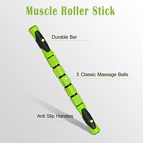 Foam Roller Set, 18 inch Massage Stick Double Massage Ball Carry Bag Trigger Point Therapy Recovery Muscle Sport Gym, Muscle Massage Set