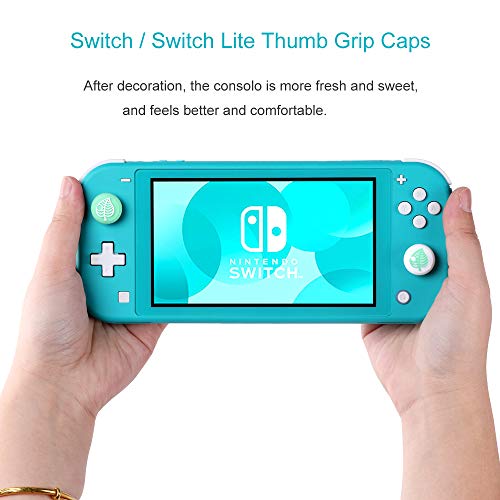 Tscope Cute Thumb Grip Caps for Nintendo Switch/Switch Lite Controller, Animal Crossing Consolo Joystick Analog Soft Silicone Tree Leaf Covers for Joy-Cons NS Accessories (Green)