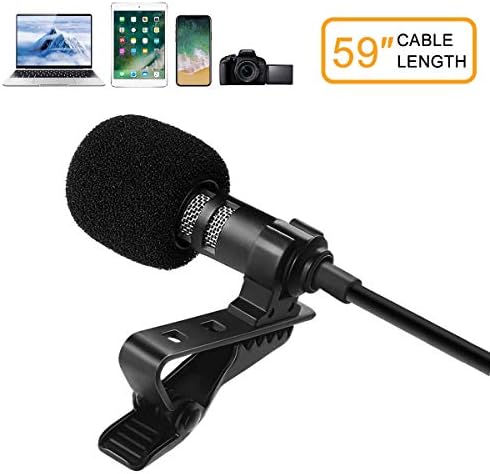 Amabana Lavalier Microphone Lapel Mini Mic Condenser Cell Phone 3.5 mm Mic for iPhone iPad Mac Android Recording