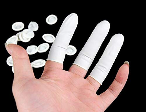 300PCS Multi-Used Disposable Rubber Finger Cots Dust-free Soft Finger Gloves Protector Cover Beauty Tools Accessories for Industry Work Beauty Nail Art Tattoo (White)