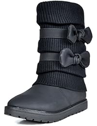 DREAM PAIRS Little Kid Klove Black Faux Fur Lined Mid Calf Winter Snow Boots Size 3 M US Little Kid