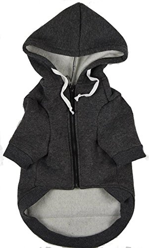 Ellie Dog Wear Charcoal Gray Adventure Zip Up Dog Hoodie Velcro Pockets Adjustable Drawstring Hood - Extra Small to Extra Large. Comfortable & Versatile Dog Hoodies