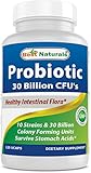 Best Naturals Probiotic 10 Strains & 30 Billion CFU Intestinal Flora, 120 Veggie Capsules