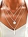 Tgirls Boho Layered Bar Pendant with Sequin Necklace for Women and Girls XL-54 (Silver)