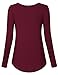 Vinmatto Women's Long Sleeve Scoop Neck Pleated Tunic Shirt(M,C-Wine Red)