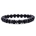 Dolovely 8mm Black Matte Onyx Beads CZ Cross Charm Bracelet Set for Men Women