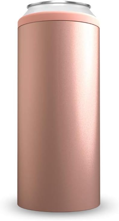 Hearthy Home Slim Can Cooler - Skinny Can Cooler Insulated To Keep Your Hard Seltzer or Slim Can Beer Cold - 12 oz Can Cooler for White Claw, Red Bull, Truly, And More - Rose Gold