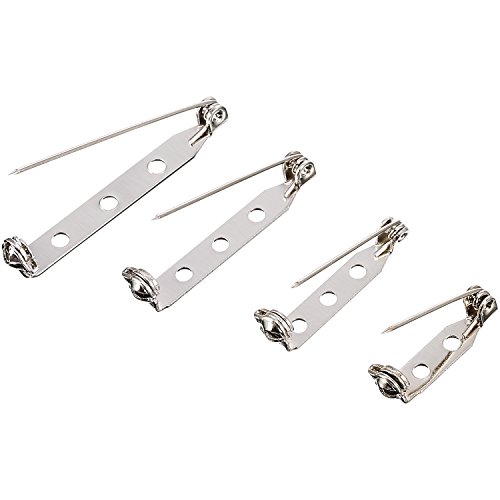 100 Pieces Pin Backs Bar Pins Brooch Safety Clasp With Plastic Box