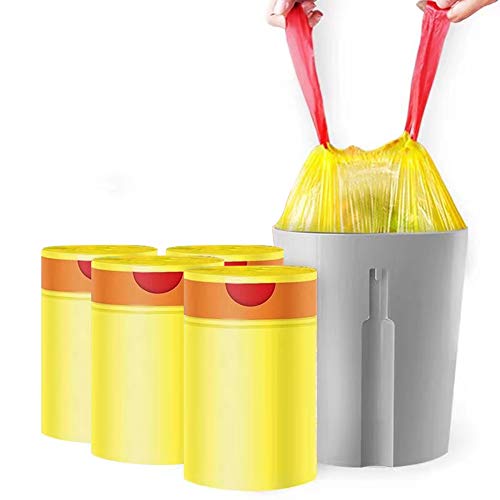 8 Gallon Drawstring Trash Bags,WanJiaXinHui Colorful Yellow Medium Kitchen Garbage Bags,Extra Strong Rubbish Bags for Home,Office,Car(60pcs/4 Rolls) - Thumbnail 7