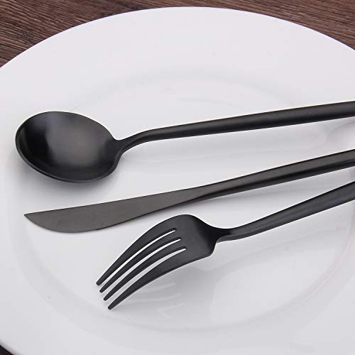 Matte Black Silverware Set, sharecook 20Piece Stainless Steel Satin