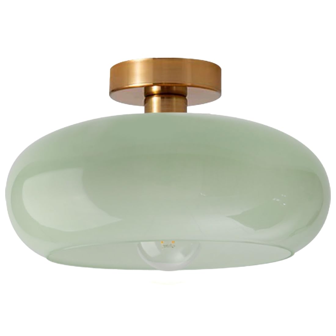 Photo 1 of **PARTS**Qufute Mid Century Ceiling Light Fixture - Milk Glass Shade, Gold Modern Flush Mount Lamp for Hallway, Dining Room, Kitchen