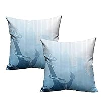 LilyDecorH Cushion Cover,Nautical Decor,Digital Monochrome Anchor Illustration Deep Down in The Sea Bottom Be Strong and Stable,Light Blue 18"x 18"x2 Concept with Hidden Zipper