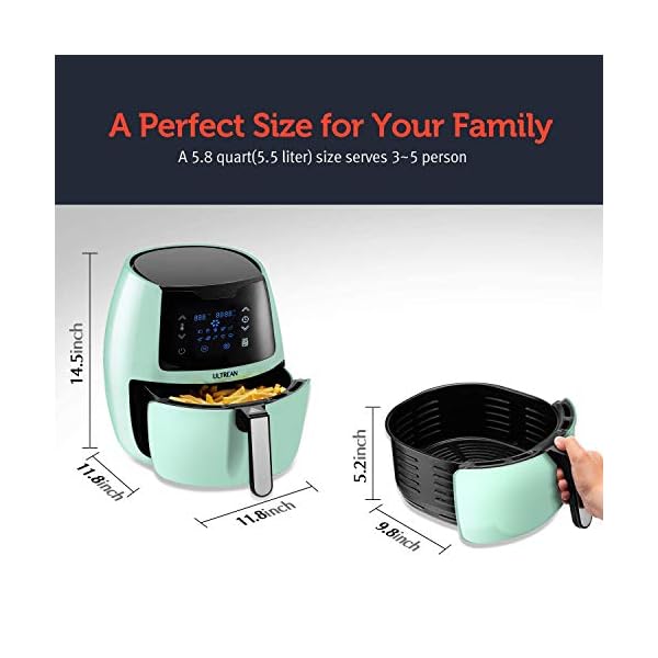 Ultrean 5.8 Quart Air Fryer, Large Family Size Electric Hot Air Fryers