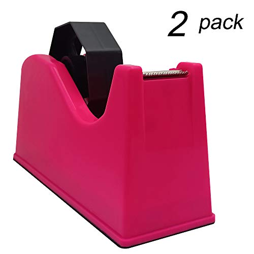 Tape Dispenser,Holder Fits 1" and 3" Core,Desk Heat Tape Dispenser 6.3 x 2.4 x 3.3 Inch,Weighted Non-Skid Base,Easy for One-Handed Dispensing,2-Pack Black - Thumbnail 5