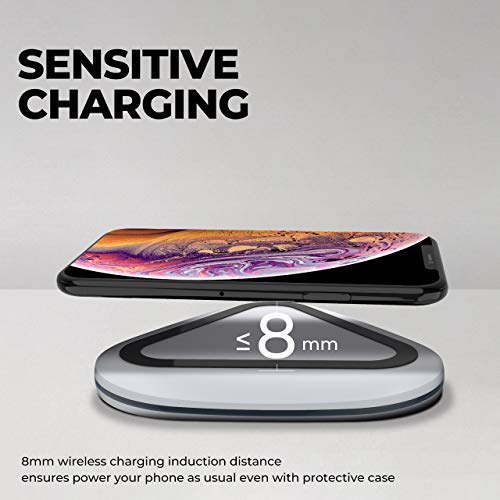 Zotoyi Wireless Charger Pad Fast Qi Certified Charging Pad Compatible iPhone X/Xs/Xs Max/Xr/8/8 Plus, Samsung Galaxy S9/S9 Plus/Note 8/S8/S8 Plus All Qi-Enabled Phones - Sliver