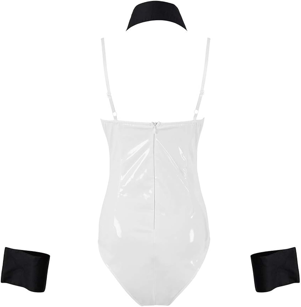 Women's One Piece Halter Jumpsuit Wet Look Leather Leotard Bodysuit: Clothing