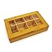 Bamboo Tea Box Storage Organizer With See Through Lid, 8 Adjustable Chest Compartments, Natural Bamboo Wooden Finish Tea Bag Organizer