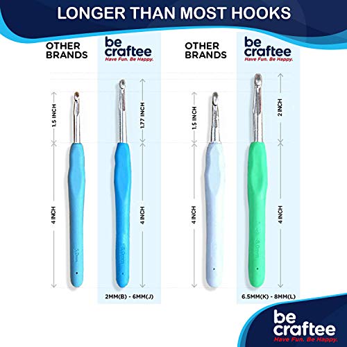 3 BEST+12+CROCHET+ERGONOMIC+HANDLES+COMFORT+Extra+Long+Crochet+Hooks+perfect+Smooth+Needles
