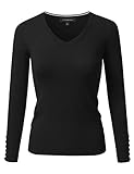 JJ Perfection Women's Versatile Long Sleeve Pullover Sweater w/ Button Design