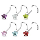 PiercedOff Nose Screw with Prong Set Star CZ 18GA (0.8mm x Various Colors Available)