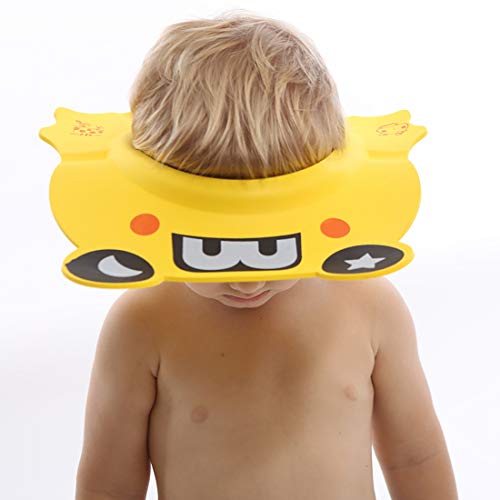 OLEWELL Baby Shower Bathing Cap, Adjustable Shower Cap Kids, Infants Soft Protection Funny Safety Visor Cap for Toddler Children (Yellow)