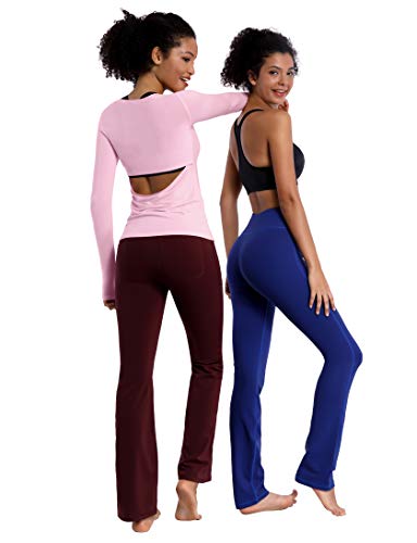BUBBLELIME Open Back Shirts for Women Activewear Workout Clothes Fitness Long Sleeve Comfortable