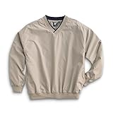 Men's Fully Lined V-Neck Golf and Wind Shirt - Putty/Navy, X-Large
