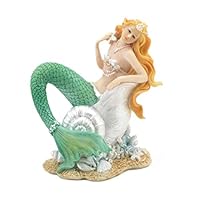 Dragon Crest 10018816 Mermaid Relaxing in Seashell Figurine, White