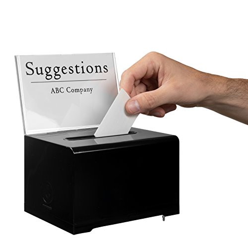 AdirOffice Acrylic Donation & Ballot Box With Lock (6.25" x 4.5" x 4") - Black