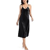 Amlztr Womens Satin Nightgown Long Slip Sleep Dress Silk V Neck Nightgowns