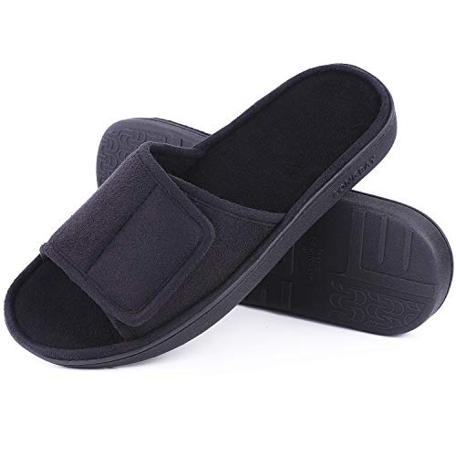 LongBayMen's Comfy Memory Foam Slide Slippers Breathable Micro Suede House Shoes