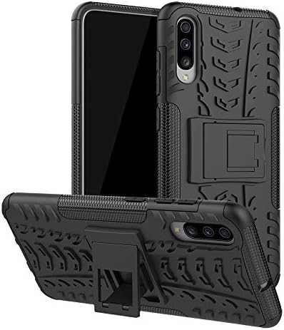 Galaxy A70 Case, Folice[Heavy Duty][Shockproof] Hybrid Rugged Soft Rubber Hard PC Tough Dual Layer Protective Case Cover with Kickstand for Samsung Galaxy A70 2019 (Black)