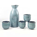 Happy Sales HSSS-BLU03,  5 piece Ceramic Sake set - Grey Blue