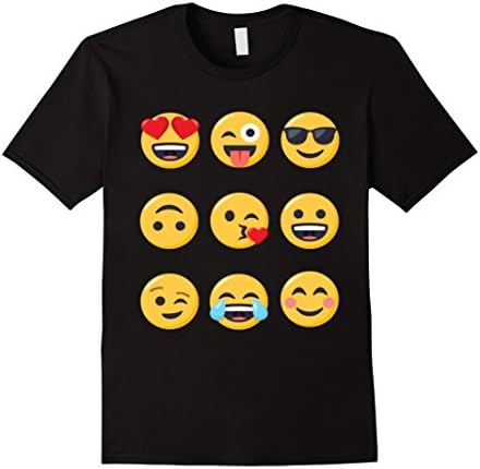 Mens Emoji T-shirt Smiley Face Emoticon Love Wink Laugh Cool XL Black