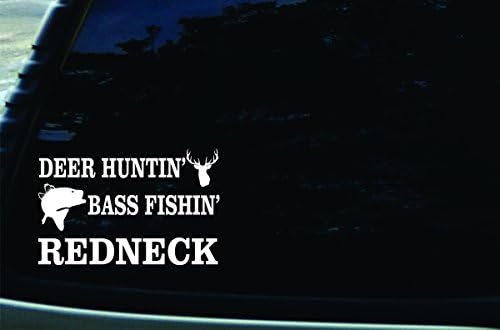 7" X 4" Deer Huntin' Bass Fishin' Redneck Vinyl DIE CUT decal for your car, truck, window, laptop, MacBook